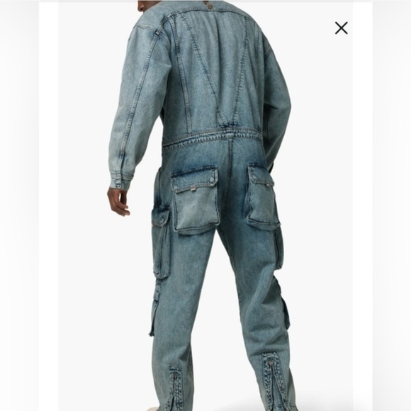 Hudson+Zoe Jeans Men's Blue Denim Cargo Jumpsuit - Picture 2 of 16